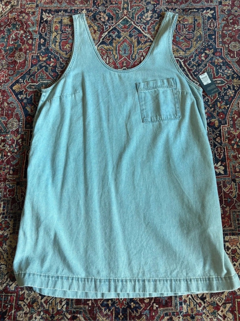 Denim Scoop Neck Dress with Chest Pocket